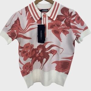 J. Lindeberg NWT Hedda Hibiscus Pink Knitted Short Sleeve Polo Shirt Size Small